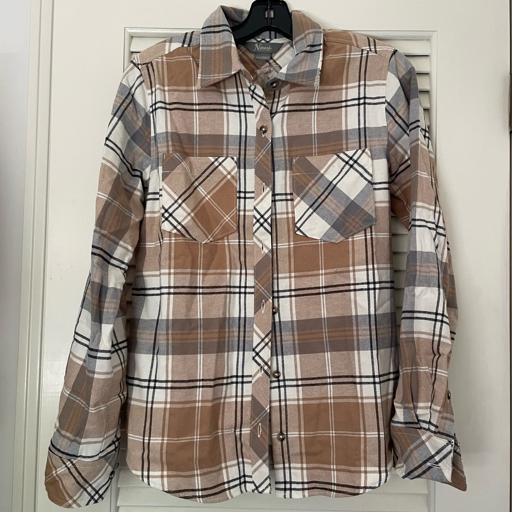 Women’s Flannel | Natural Reflections, Small, Brown Plaid